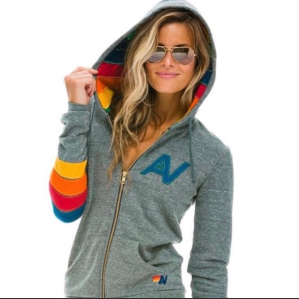 Rare. Aviator Nation signature 🌈 rainbow hoodie🌈 in charcoal